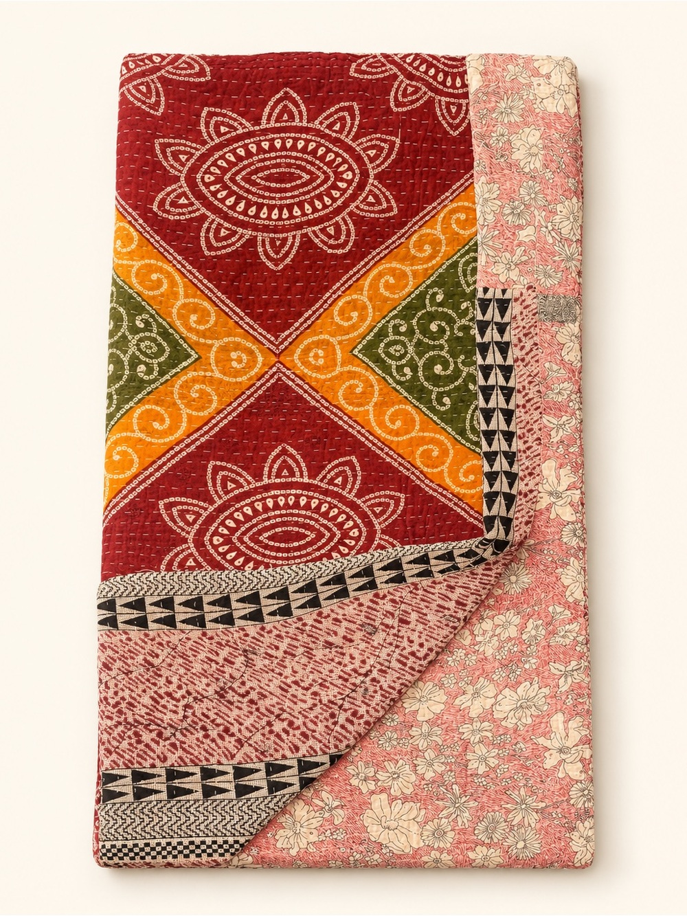 Boho Reversible Kantha Quilt Throw Blanket Patchwork Floral Paisley